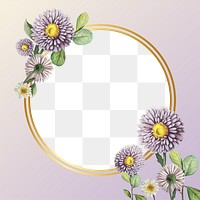 Png aesthetic floral frame, transparent background