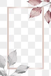 Leaf frame png element, transparent background