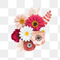 PNG Pink flowers paper craft sticker transparent background