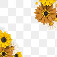 Flower border png element, transparent background