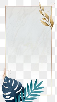 Leaf frame png element, transparent background