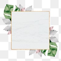 Leaf frame png element, transparent background