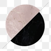 Pink and black two-tone circle png, transparent background