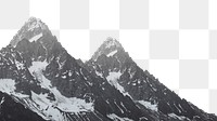PNG snowy mountains design collage element, transparent background