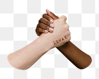 Diverse people png holding hands on transparent background