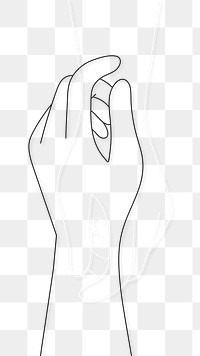 Png hand line art element, transparent background