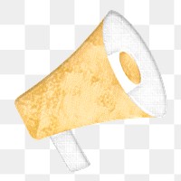 Yellow megaphone png sticker, transparent background