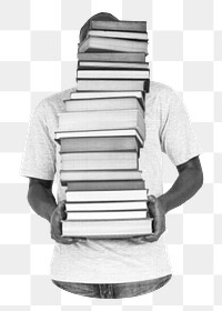 Book stack png, transparent background