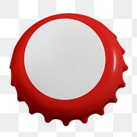 Bottle cap png white & red, transparent background