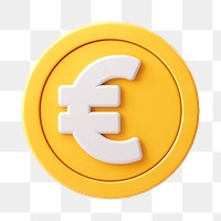 Euro coin png, 3D sticker, European currency exchange on transparent background