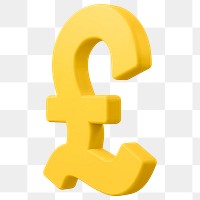 British Pound png sign clipart, money currency exchange 3D on transparent background