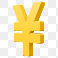 Japanese Yen png sign clipart, money currency exchange 3D on transparent background