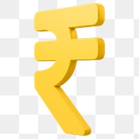 Indian Rupee png sign clipart, money currency exchange 3D on transparent background