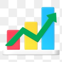 Bar chart png 3D clipart, business growth analytics on transparent background 