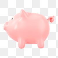 Piggy bank png 3D clipart, savings & finance graphic on transparent background