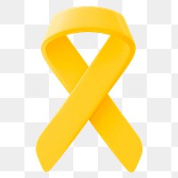 Yellow ribbon png 3D clipart, bone cancer awareness on transparent background