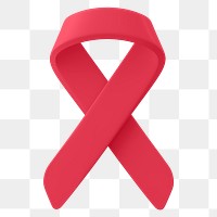 3D red ribbon png clipart, HIV awareness on transparent background