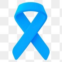 Blue ribbon png 3D clipart, colon cancer awareness on transparent background