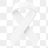 3D white ribbon png clipart, lung cancer awareness graphic