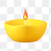 Oil lamp png, Diwali clipart, 3D illustration on transparent background