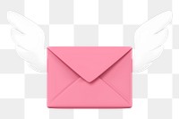 Flying envelope png sticker, 3d business clipart, transparent background