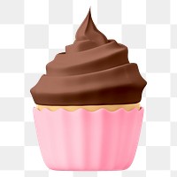 Cupcake png sticker, 3d birthday graphic on transparent background
