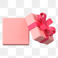Pink gift box png sticker, 3d birthday graphic on transparent background