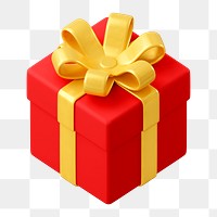 Red gift box png sticker, 3d birthday graphic on transparent background