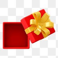 Open gift box png sticker, 3d birthday graphic on transparent background