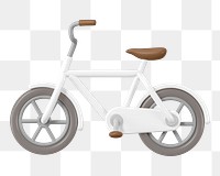 3D bicycle png sticker, white vehicle illustration on transparent background