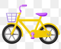 3D bicycle png sticker, yellow vehicle illustration on transparent background