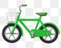 3D bicycle png sticker, green vehicle illustration on transparent background