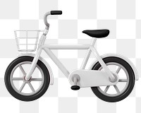 3D bicycle png sticker, white vehicle illustration on transparent background