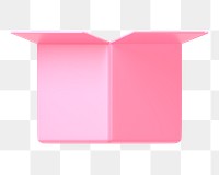 Pink open box png, 3D package delivery illustration on transparent background