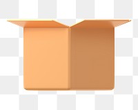 Brown open box png, 3D package delivery illustration on transparent background