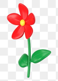 Aesthetic flower png sticker, red 3D floral illustration on transparent background