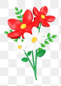 Flower bouquet png 3D sticker, colorful botanical illustration on transparent background