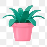 3D pot  png plant, green botanical illustration on transparent background
