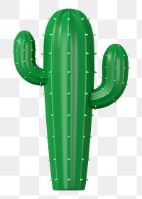 Cute cactus png sticker, 3D desert plant illustration on transparent background