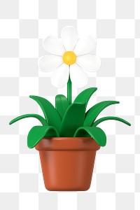 Cute flower pot png, 3D houseplant illustration on transparent background