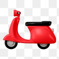 Red motorcycle png, 3D EV vehicle illustration on transparent background