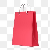 Red shopping png bag, 3D object illustration on transparent background