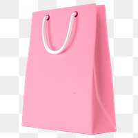 Pink shopping png bag, 3D object illustration on transparent background