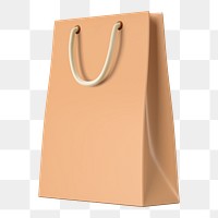 Paper shopping png bag, 3D object illustration on transparent background