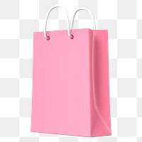 Pink shopping png bag, 3D object illustration on transparent background