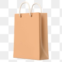 Paper shopping png bag, 3D object illustration on transparent background