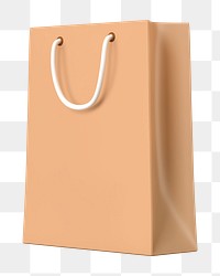 Paper shopping png bag, 3D object illustration on transparent background