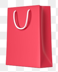 Red shopping png bag, 3D object illustration on transparent background