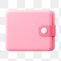 Pink wallet png sticker, 3D digital money icon, object illustration on transparent background