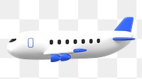 Plane png sticker, side view 3D cartoon transparent background